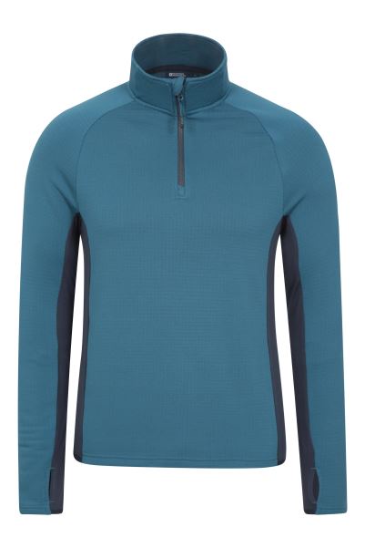 Collections Mountain Warehouse Teal Denali Mens Half-Zip Fleece Top