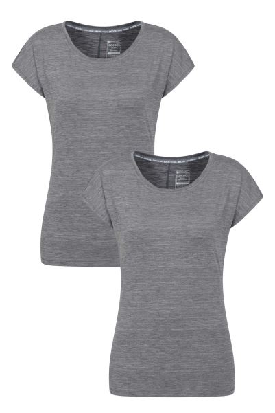 Panna Womens Uv T-Shirt 2-Pack Mountain Warehouse Fashion Grey