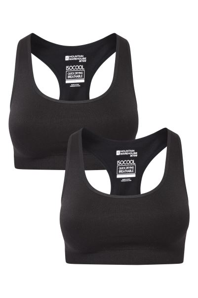 Mountain Warehouse Brands Black Womens Anti-Chafe Seamless Bra 2-Pack