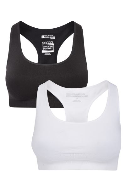 Mountain Warehouse Womens Anti-Chafe Seamless Bra 2-Pack White Original