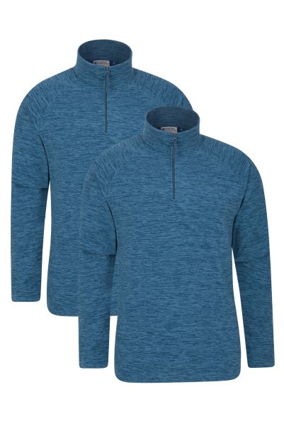 Best Mountain Warehouse Petrol Snowdon Melange Mens Half-Zip Fleece 2-Pack