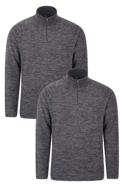Black Mountain Warehouse Brand Snowdon Melange Mens Half-Zip Fleece 2-Pack