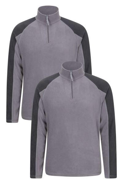 Dark-Grey Mountain Warehouse Ashbourne Mens Half-Zip Fleece 2-Pack Origins