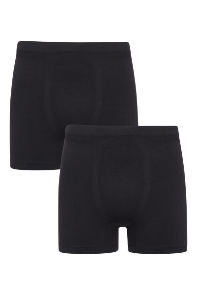 Mens Ski Seamless Boxers 2-Pack Black Mountain Warehouse New