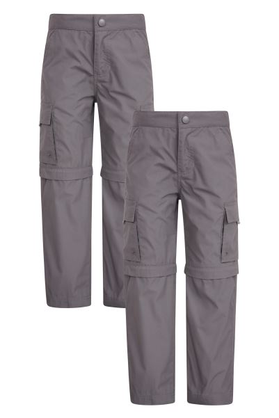 Mountain Warehouse Active Kids Zip-Off Trousers 2-Pack New Dark-Grey