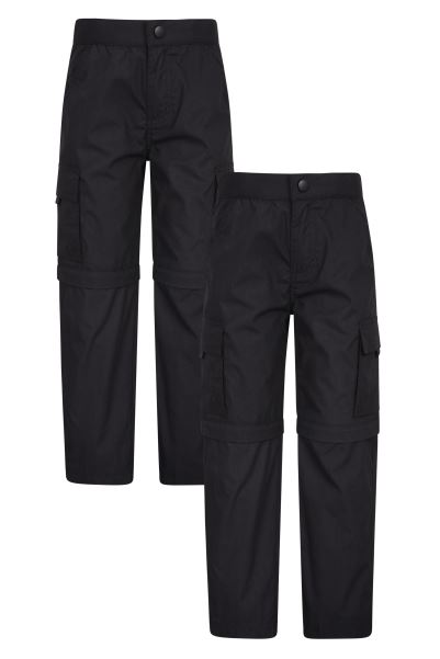 Black Origins Mountain Warehouse Active Kids Zip-Off Trousers 2-Pack