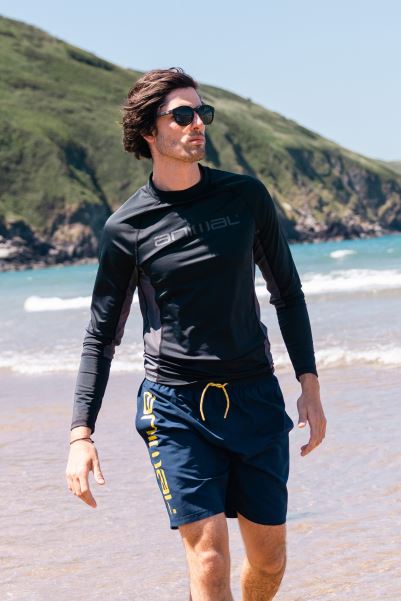 Origins Animal Sonny Mens Recycled Rash Vest Black Mountain Warehouse