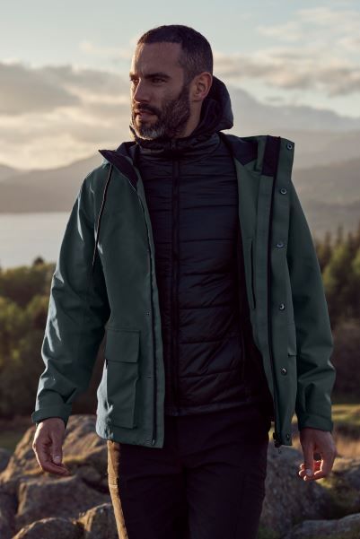 Mountain Warehouse Quest Mens 3 In 1 Waterproof Jacket Brand Dark-Green