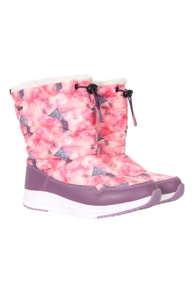 Pink Original Glide Kids Adaptive Printed Snow Boots Mountain Warehouse