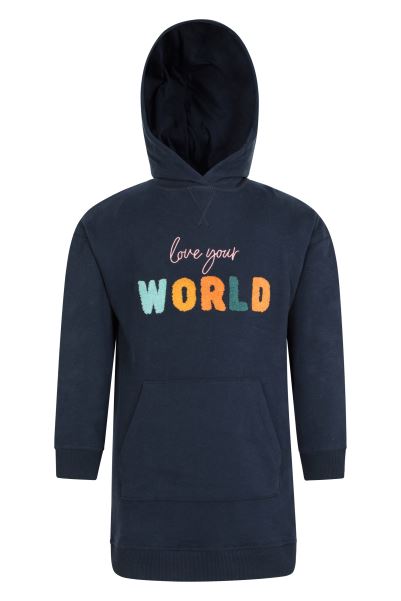 Journey Organic Kids Hoodie Dress Hot Navy Mountain Warehouse