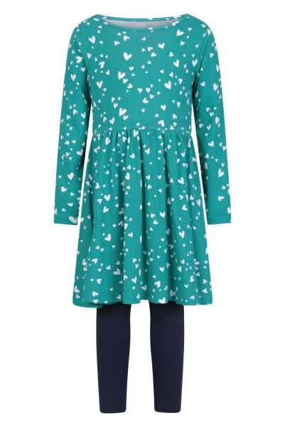 Hot Mountain Warehouse Teal Daisy Kids Organic Dress Set