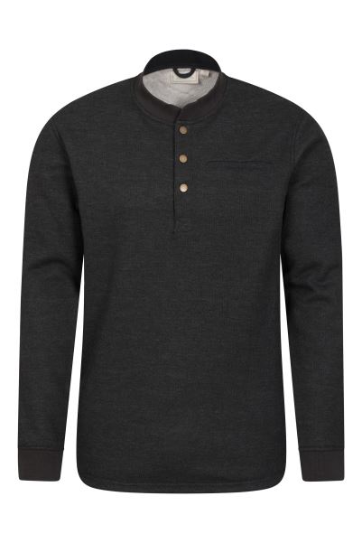 Collections Dawson Mens Fleece Lined Henley Top Mountain Warehouse Charcoal