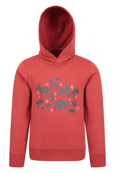 Hot Stay Wild Kids Organic Hoodie Dark-Red Mountain Warehouse