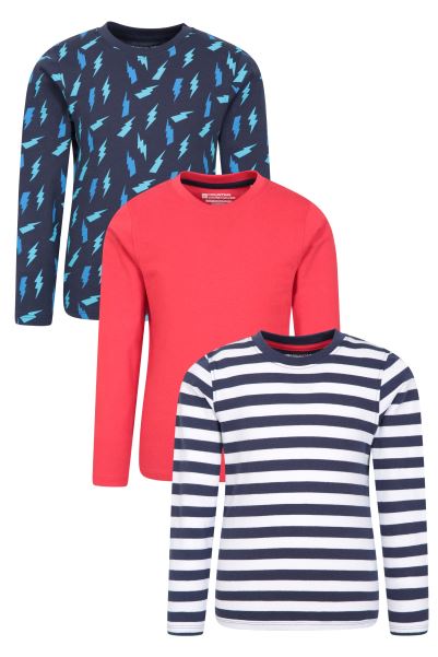Basic Kids Long-Sleeve Top - 3-Pack Mountain Warehouse Brand Navy
