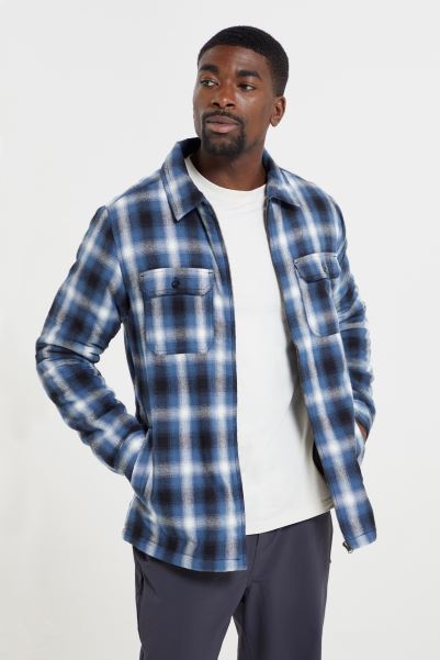 Fashion Mountain Warehouse Blue Stream Ii Mens Lined Flannel Shirt
