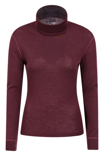 Brands Burgundy Mountain Warehouse Womens Merino Roll Neck Top