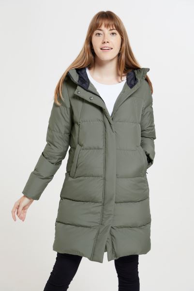 Light-Khaki Mountain Warehouse Andes Extreme Womens Long Down Jacket Origin