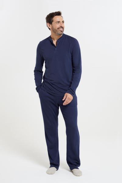 Saunter Mens Bamboo Henley Top Mountain Warehouse Navy Brands
