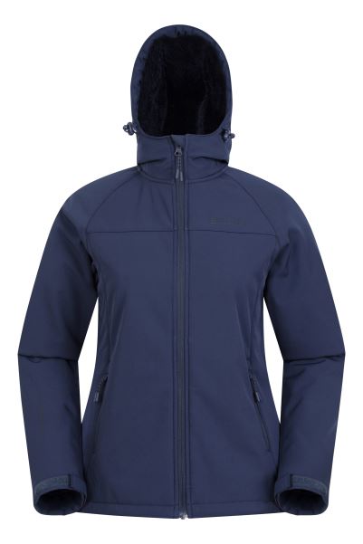 Mountain Warehouse Brands Dark-Blue Arctic Womens Water-Resistant Fur-Lined Softshell
