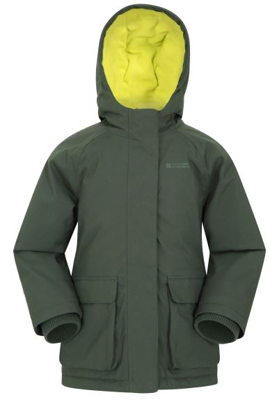 Fashion Khaki Kids Fleece Lined Waterproof Jacket Mountain Warehouse