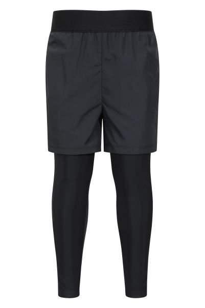New Black Kids 2 In 1 Active Baselayer With Shorts Mountain Warehouse