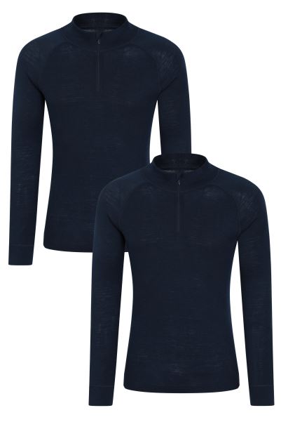 Mountain Warehouse Navy Merino Mens Base Layer Top 2-Pack Brands