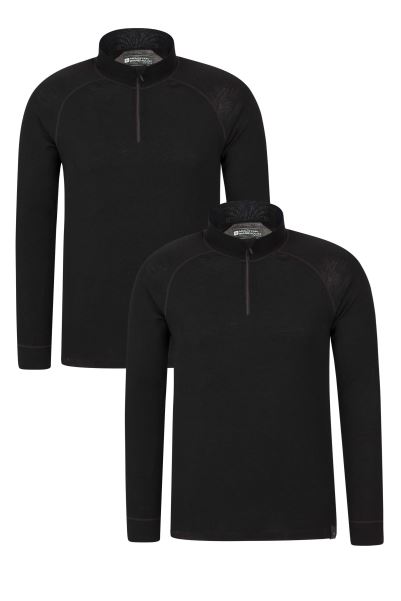 Black Origin Merino Mens Base Layer Top 2-Pack Mountain Warehouse