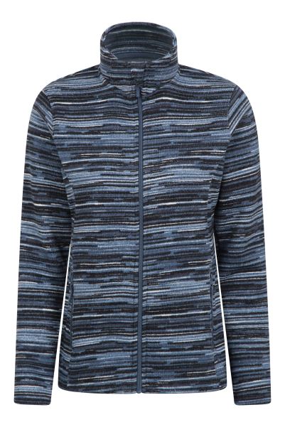 Idris Womens Stripe Fleece Jacket Blue New Mountain Warehouse