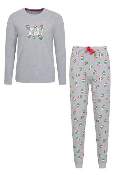 Mens Printed Pyjama Set Grey Best Mountain Warehouse