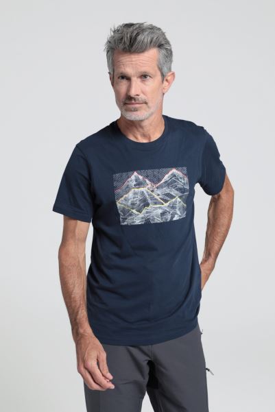 Navy Contour Mountain Mens Organic T-Shirt Mountain Warehouse Origins
