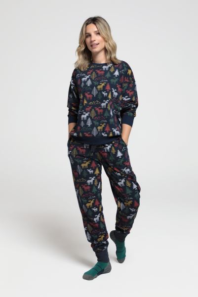Womens Printed Pyjama Set Navy Mountain Warehouse Origins