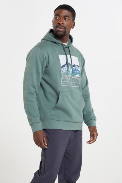 Original Dark-Green Mountain Grid Mens Hoodie Mountain Warehouse