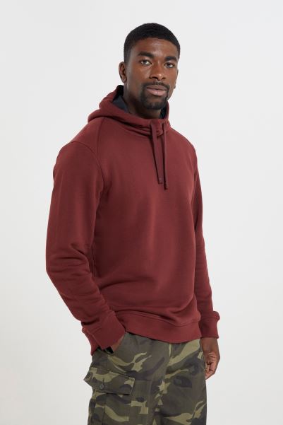 Alder Mens High Neck Hoodie Original Burgundy Mountain Warehouse