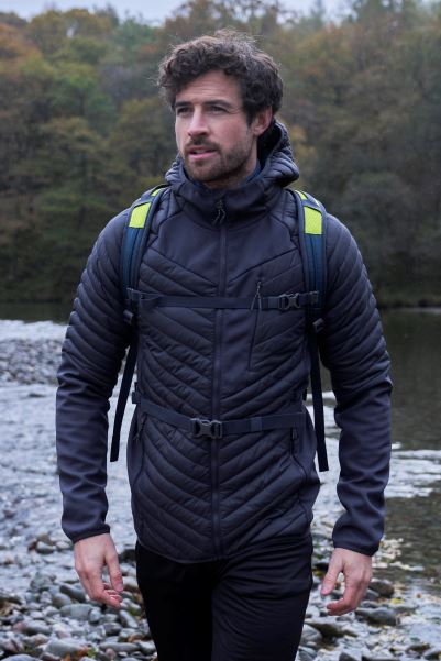 Origins Quantum Mens Padded Softshell Jacket Charcoal Mountain Warehouse