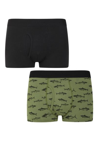 Brand Black Mens Printed Boxers 2-Pack Mountain Warehouse