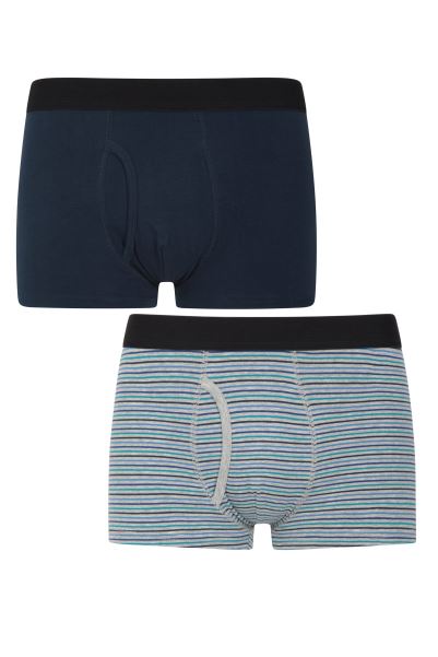 Mens Striped Boxers 2-Pack Blue Mountain Warehouse Hot