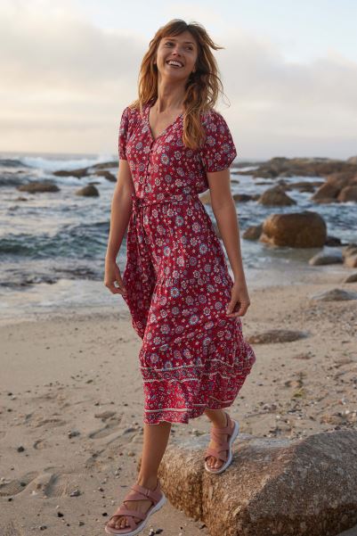 Red Origins Morocco Womens Midi Dress Mountain Warehouse