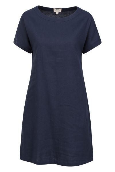 Navy Origin Mountain Warehouse Tulip Linen Rich Womens Dress