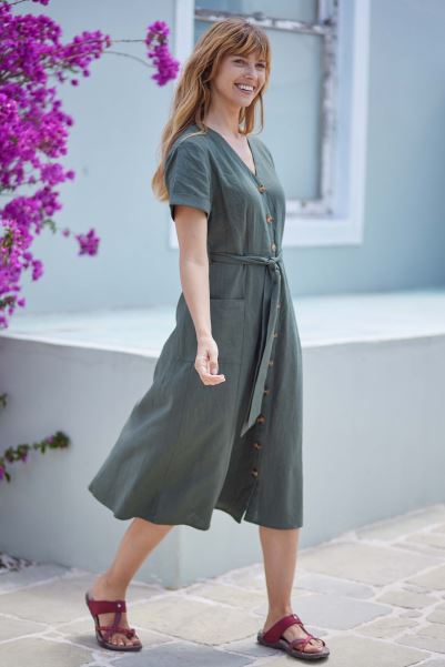 New Khaki Poppy Womens Linen Blend Shirtdress Mountain Warehouse