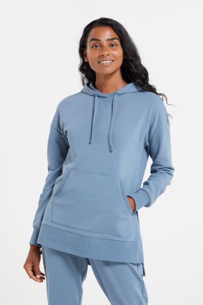 Origin Lounge Soft-Touch Womens Longline Hoodie Blue Mountain Warehouse