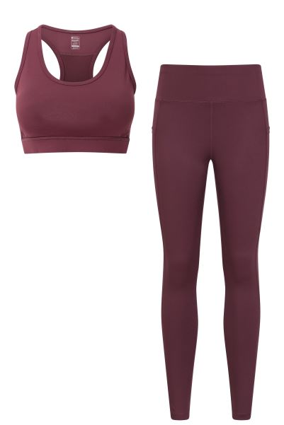 Original Mountain Warehouse Burgundy Activewear Womens Blackout Bra And Leggings