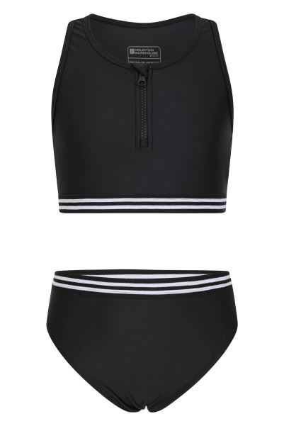 Reef Zip Front Youth Bikini Set Black Origin Mountain Warehouse