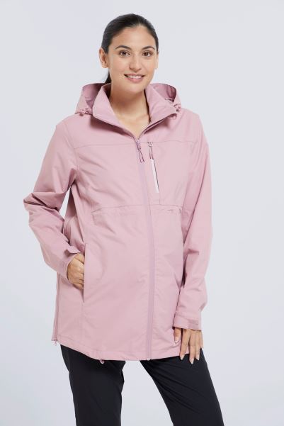 Mountain Warehouse New Light-Pink Rainforest Womens Maternity Waterproof Jacket