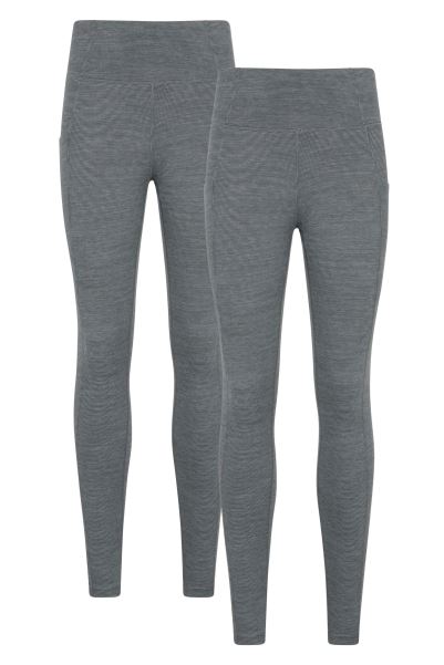 Mountain Warehouse Breathe And Balance Womens High-Waist Leggings 2-Pack Grey Brands