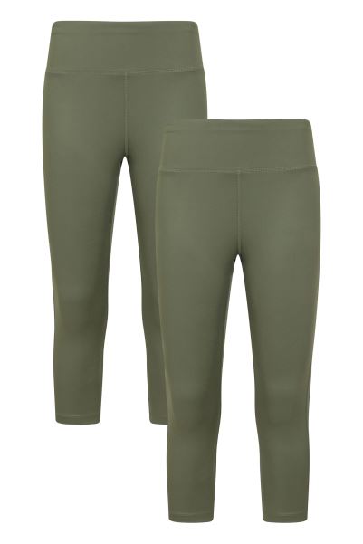Mountain Warehouse Dark-Khaki Blackout High-Waisted Womens Capri Leggings 2-Pack Brand
