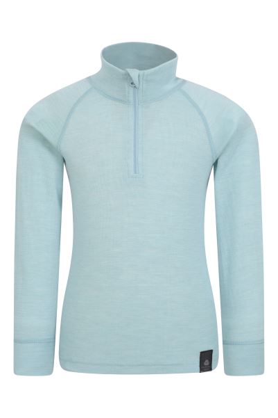 Pale-Blue Collection Kids Merino Half-Zip Top Mountain Warehouse
