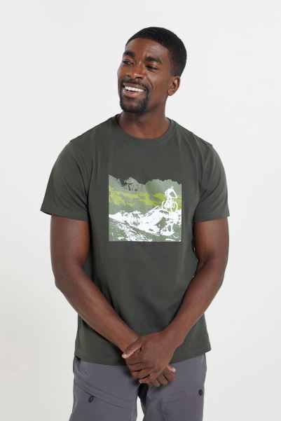 Bike Mens Organic T-Shirt Dark-Green Mountain Warehouse Brands
