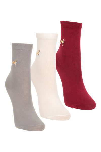 Fashion Mountain Warehouse Grey Recycled Motif Kids Socks 3-Pack