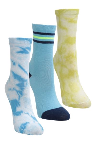 Collections Pale-Blue Mountain Warehouse Tie Dye Kids Recycled Socks 3-Pack