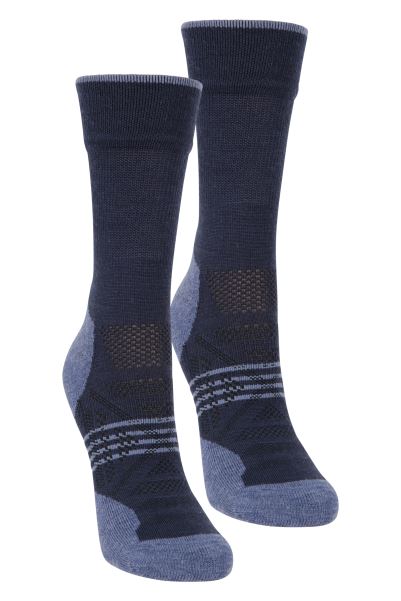 Womens Lightweight Merino Socks 2-Pack Navy Mountain Warehouse New